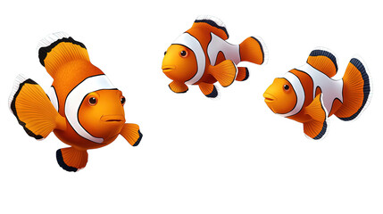 Set of clown fish isolated on transparent background