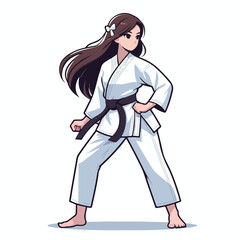 Vector image of a woman wearing a karate costume