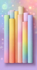 Pastel-colored rolls of paper, ombre effect