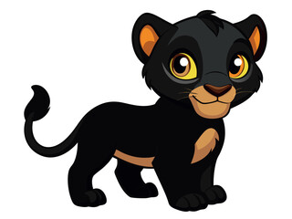 Cute cartoon black panther, adorable wild animal