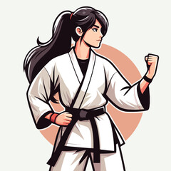 Vector image of a woman wearing a karate costume © Gusti Aji
