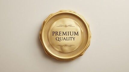 Isolated vector of golden seal Premium Quality on plain light background with space