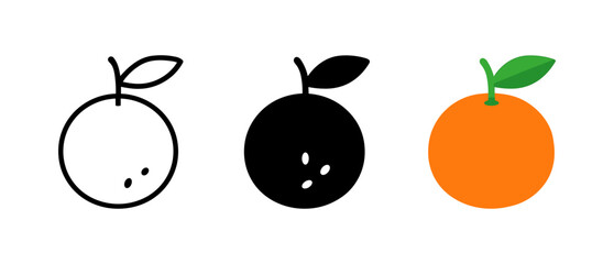 Minimalist citrus design: line, solid, and colorful orange styles