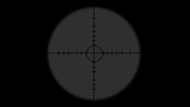 Sniper Scope Reticle Aiming Target Crosshairs Precision Focus Black Background Tactical Weaponry Hunting Simulation Military Technology Targeting System