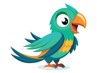 Cartoon parrot with colorful feathers