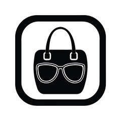 Fashion Shopping App Icon with Sunglasses and Bag