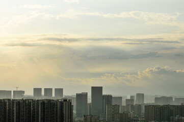 Obraz premium City background in sunset