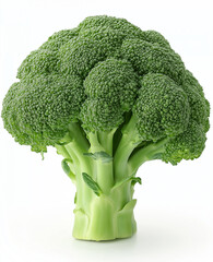 Fresh green broccoli isolated on white background, healthy organic vegetable rich in vitamins, raw food for diet and nutrition