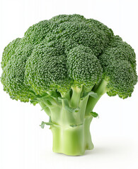 Fresh green broccoli isolated on white background, healthy organic vegetable rich in vitamins, raw food for diet and nutrition