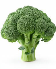 Fresh green broccoli isolated on white background, healthy organic vegetable rich in vitamins, raw food for diet and nutrition