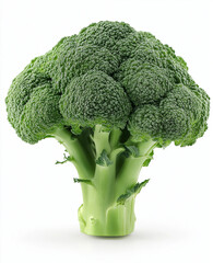 Fresh green broccoli isolated on white background, healthy organic vegetable rich in vitamins, raw food for diet and nutrition