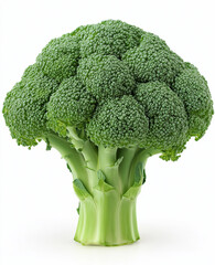 Fresh green broccoli isolated on white background, healthy organic vegetable rich in vitamins, raw food for diet and nutrition