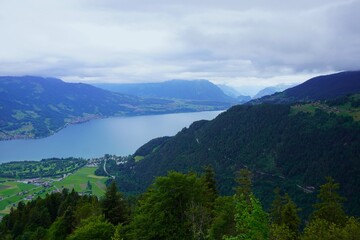 Fototapeta premium Mountain landscape with clouds, Interlaken Switzerland