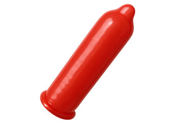 Red condom promoting safe sex with transparent background