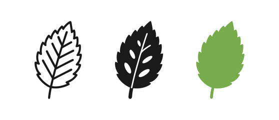 Minimalist leaf designs: outline, solid, and color variations