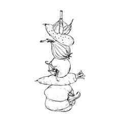 Stack of Vegetables Hand Drawn Sketch
