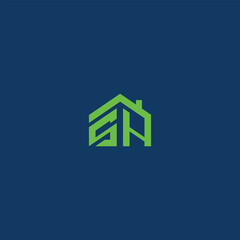 house-shaped S H logo with geometric lines forming stylized initials. Suitable for real estate, construction, property management, or architectural branding projects.