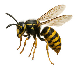 Common wasp with yellow and black striped body