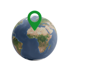 Isolated Earth with Green Pointer Over Europe for Global Destination Concept