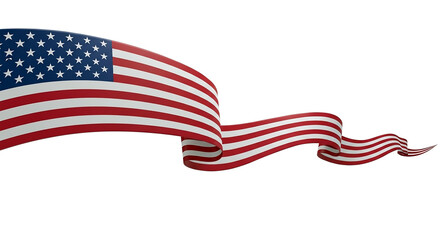 Waving Flag with Red Stripes and Blue Stars on White Background