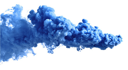 Fototapeta premium vivid blue smoke cloud isolated expanding intricately over on transparent background. PNG, cutout. inspiring creativity and mystery.
