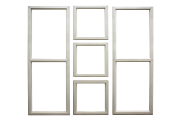 White window frames on background isolated on a transparent background interior architecture
