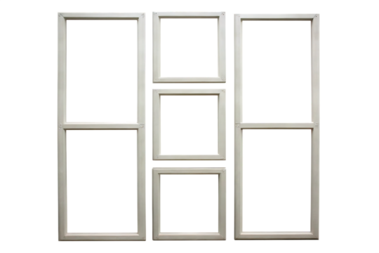 White window frames on background isolated on a transparent background interior architecture