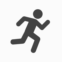 Simple Black Silhouette Running Man Icon Sign Symbol Illustration