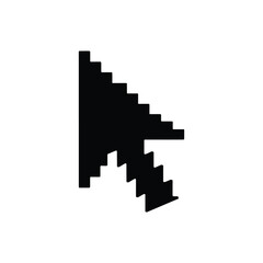 Fototapeta premium Retro pixelated black computer mouse cursor arrow on a white background