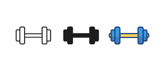 Minimalist dumbbell design in colorful, outline, and solid styles