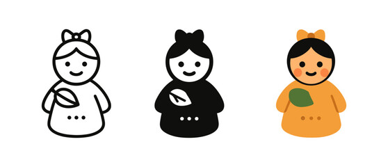 Cute minimalist dolls in monochrome and colorful designs