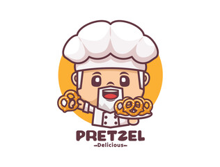 Pretzel chef mascot for culinary