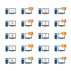 Malware desktop icon set. Hacking concept.