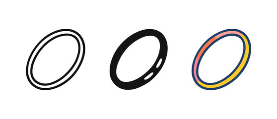 Three rings in linear, solid, and gradient styles