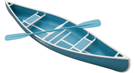 Isolated Blue Canoe with Paddle
