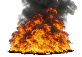 Isolated Intense Fireball Blast with Smoke Clouds, Dramatic and Sizzling Hot Inferno Image