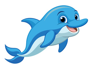 Cartoon dolphin swimming in the ocean