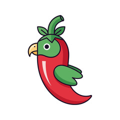 Fototapeta premium Cartoon Bird Chili Pepper Hybrid Vector Illustration