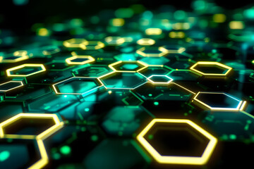 Futuristic Hexagon Grid Digital Connection Interface Design