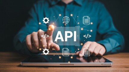 Digital API concept connecting data with modern technology solutions