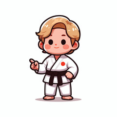Vector image of a small child wearing a karate costume