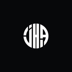 Minimalist circular JH monogram logo design with abstract letter arrangement in a modern style, suitable for branding, corporate identity, or creative business use.