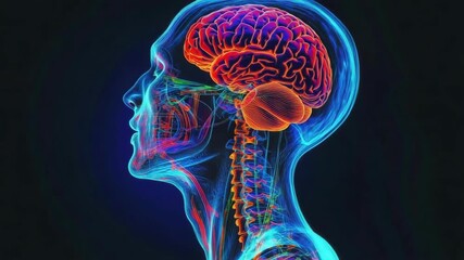 Vivid visualization of human brain and neural pathways in 3d illustration - Powered by Adobe