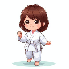 Vector image of a small child wearing a karate costume
