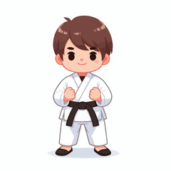 Vector image of a small child wearing a karate costume