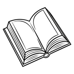 Open Book, Line Art Illustration, Simple Design, Education Concept, Knowledge Symbol, Blank Pages,  Reading Resource,  Vector Graphic.