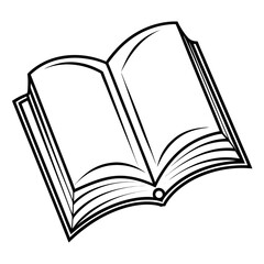 Open Book Icon: Simple Line Art, Education Concept, Blank Pages