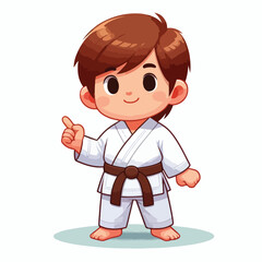 Vector image of a small child wearing a karate costume