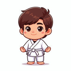 Vector image of a small child wearing a karate costume