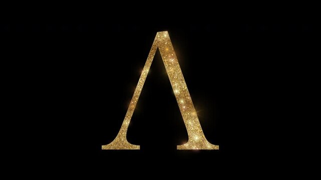 Luxury Greek letter Lambda with golden glitter, alpha channel

